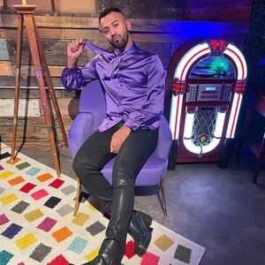 Men's “Prince” Purple Satin Shirt